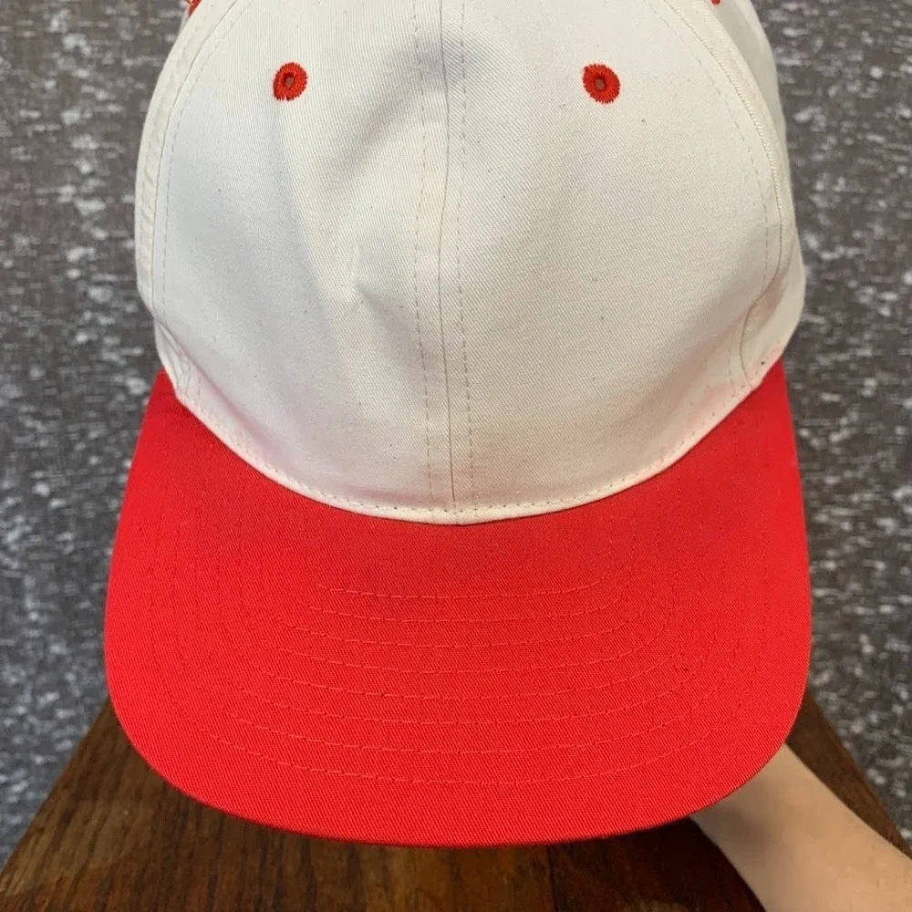 Vintage‎ Headmost Blank Red & White Snapback Cap Hat